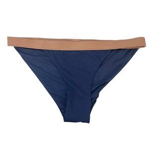 Onia Leila Bikini Bottoms in Navy Blue & Tan NWOT -‎ Size Large